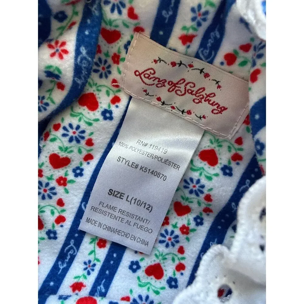 Lanz of Salzburg Girls Tyrolean Flannel Nightgown in Blue Size Large (10/12) NEW